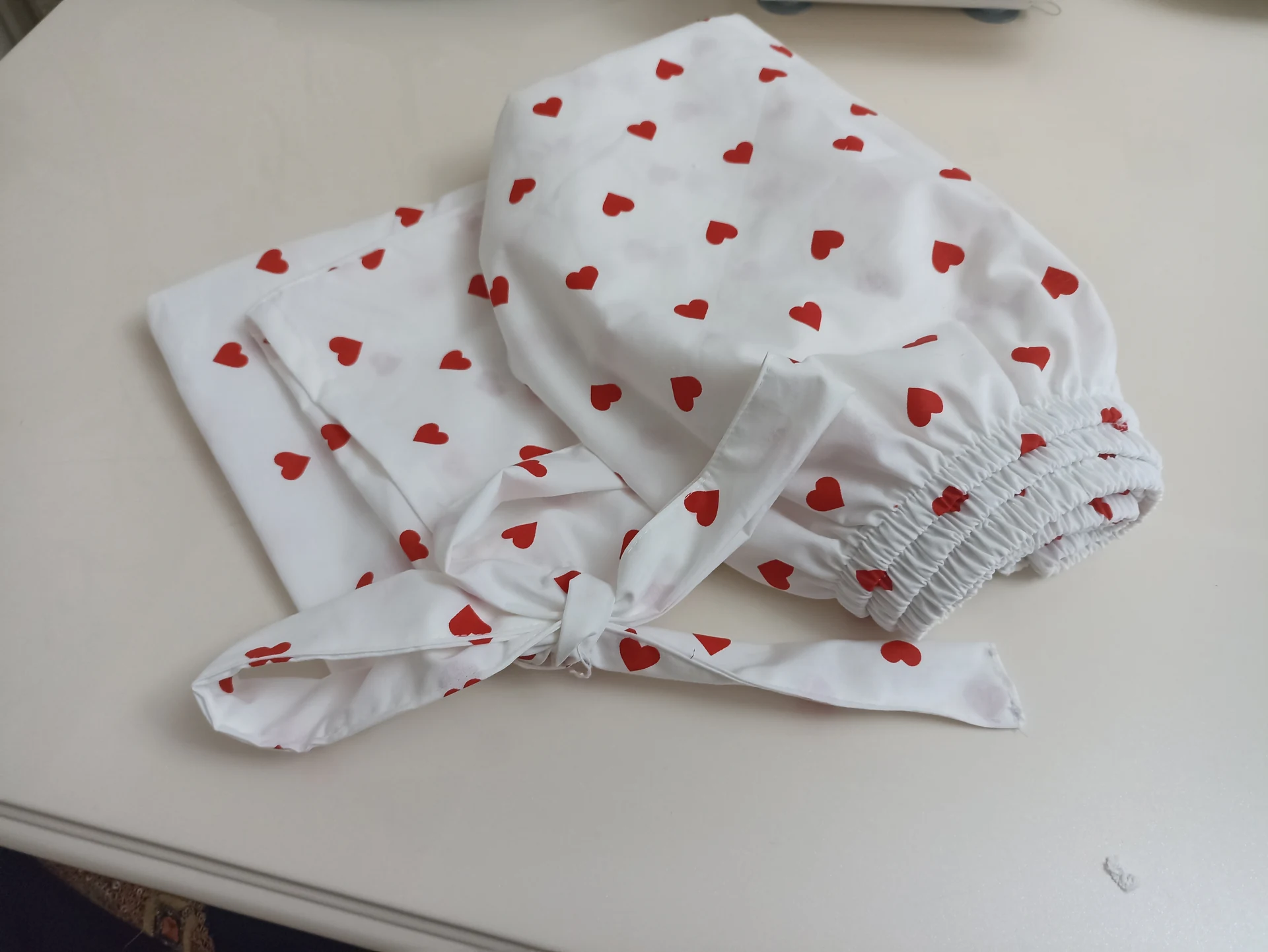 Pamura kalp desenli tekstil seti